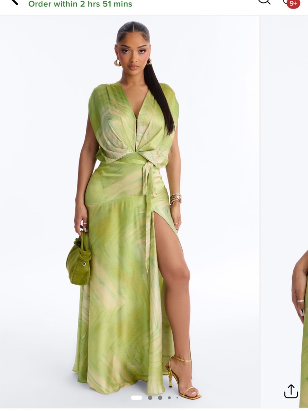 Fashion Nova Green Marble Maxi Dress
